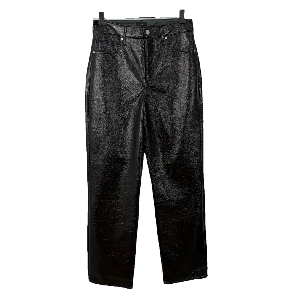Express Polyurethane Vinyl PANTS 6 R Black Modern Straight Shiny Super High Rise